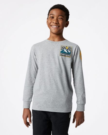 Boys' Converse Long Sleeve Sneaker Collage T-Shirts Dark Grey | AU 89546X